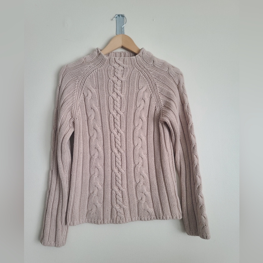 Vintage Cream Chunky Fisherman Sweater – Size L –